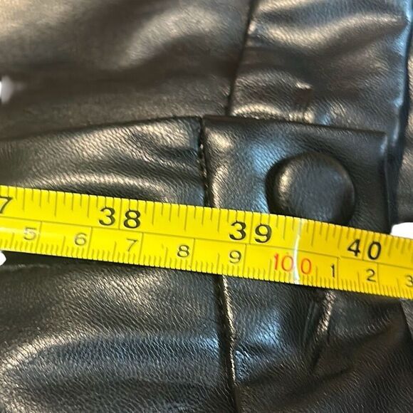 *NEW* Black Zip Fly Faux Leather Flat Front Wide Straight Leg Pants Ladies Small - Picture 9 of 11